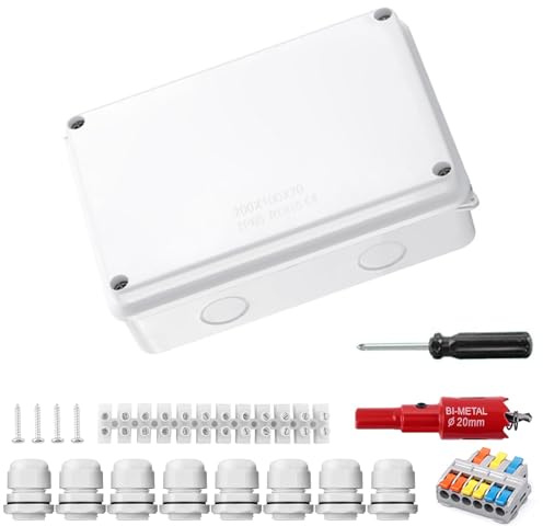 HECHKJ Boite de Jonction, IP65 Boite de Derivation Etanche, 200 x 100 x 70 mm Boite Derivation Etanche, Boite Dérivation con Conector Estanco M24, Apto para Cables de 12-16 mm de Diámetro