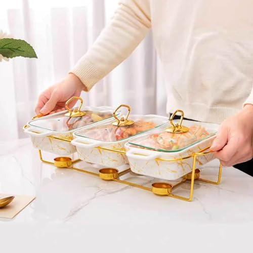 Chafing Dish Set - 3-in-1 Serving and Warming Trays for Buffets and Events