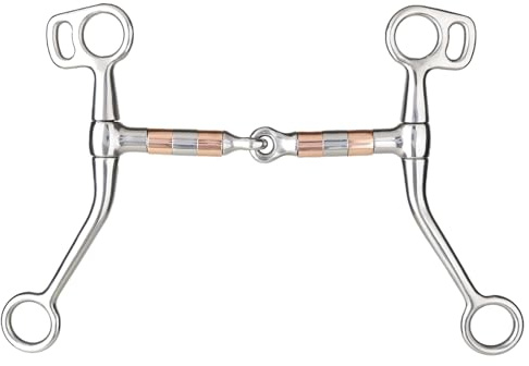 Mors de filet pour chevaux, acier inoxydable, mors d'entraînement avec rouleau en cuivre, mors western(silver)
