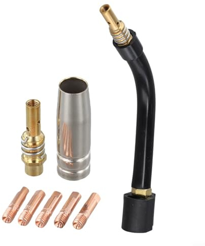 Schweißbrenner Schwanenhals Kit für MB15 15AK SB15, 8-teiliges Set mit Messing-Verbindungsstange und leitfähigen Spitzen, kompatibel mit 215 63616 63617 Modellen (0,9 mm)