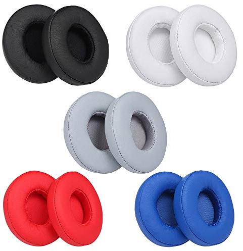 Western Gadget® 2X Replacement Ear Pads Cushions compatible with Beats Solo 2 & Solo 2.0 Wired/Wireless Headphones – Memory Foam & Protein Leather Earpads, Noise Isolation, Cushion Covers (Red)