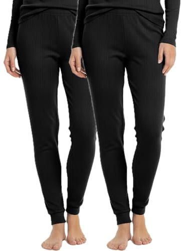 BestSale247 Termounderkläder för kvinnor, långa (2-pack) skidunderkläder, termounderkläder, leggings, vinter, varma, 2x svart, M