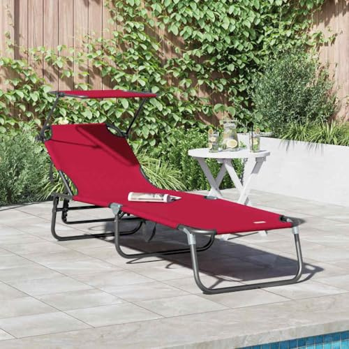 NIVVHOH Modern Faltbare verstellbare Sonnenliege & Liegestuhl Rot Stoff Liegen Relaxliege für Garten, Terrasse (56 x 190 x 81 cm)