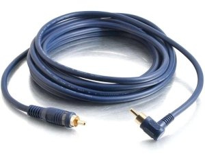 Legrand - C2G Velocity Right Angled Subwoofer Cable, Blue Subwoofer Cable, 12 Foot Ring Angle Audio Cable, 1 Count, C2G 29180