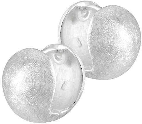 Vinani Klapp-Creolen Kugel groß gebürstet Sterling Silber 925 Ohrringe CKG