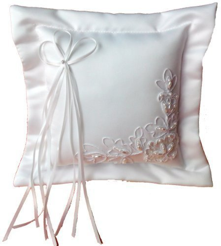 LADYMYP© Ringkissen mit Blumenmotiven, Perlen und Strass: Weiß