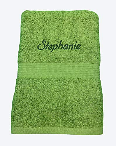 Krings Fashion Premium Handtuch 50 x 100 cm - Namen nach Wunsch individuell anpassbar - Hochwertig Bestickt - Deutsche Marke - 100% Baumwolle (Apfelgrün)