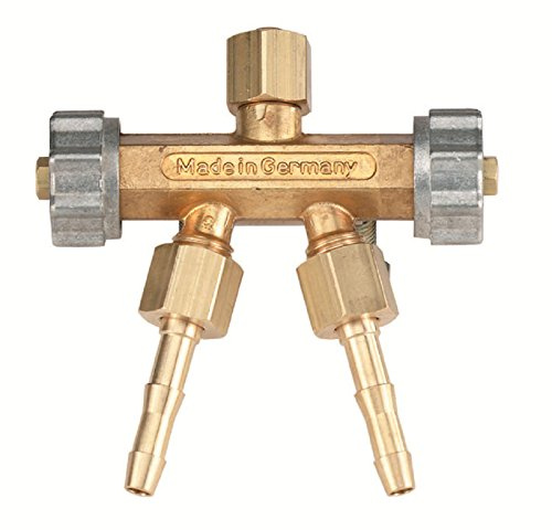 SCHWEISSER KING Doppelabzweigventil Gasverteiler Zweiwegeventil 1/4'' rechts, Tülle:6 mm