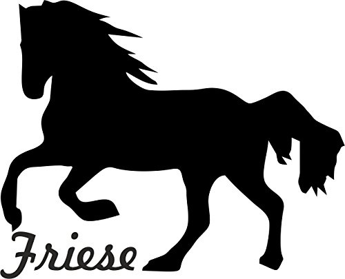 Werbetechnik Sotirios Papoutsis 2X Auto Aufkleber Friese Pferd 2X Car Sticker Konturgeschnitten (ca. 11x9 cm) (Schwarz)