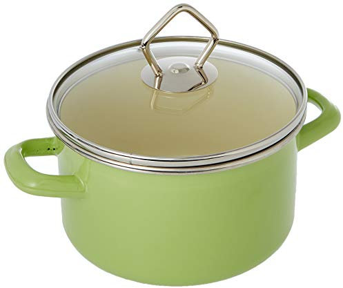 KRÜGER 31716PAG Juist-Casseruola in Acciaio smaltato, 16 cm, Colore: Verde Pastello