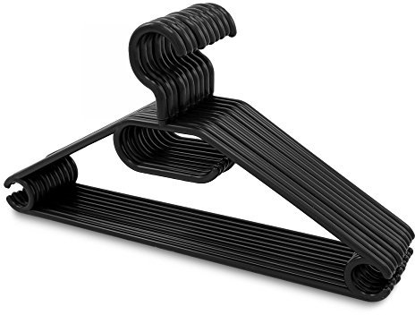 Centi 50 Stück - Kleiderbügel Schwarz Bügel Kunststoff mit drehbarer Haken, Made in EU - Umweltfreundlich da 100% Recyclingmaterial