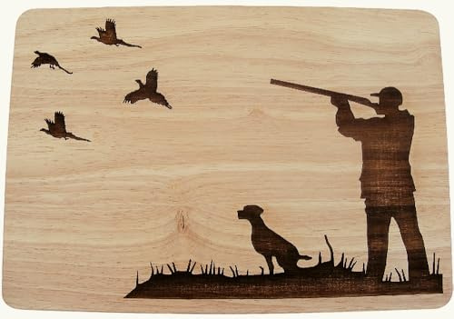Hunting GROUSE Shooting Country Shotgun Gift IDEA Hardwood Wooden Chopping Cutting Cheese Board Place MAT (Premium Hardwood 30x20x1.5 cm)