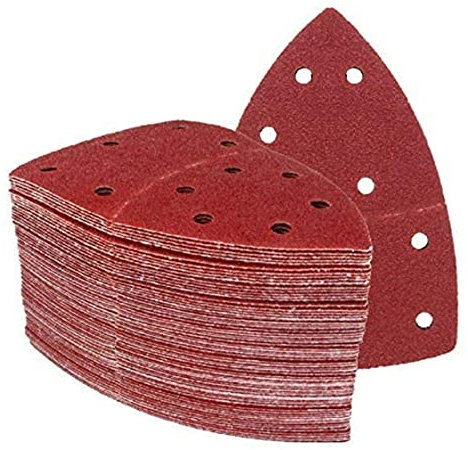 Prio Triangle Sanding Sheets | 50pcs | 11-Hole | 105x152mm | Grit 60 | Compatible with Bosch Prio Ventaro Multi-Sander | Triangle Grinding Pads | Sandpaper