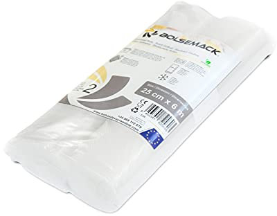 2 Rouleaux pour Appareil de Mise Sous Vide 25 cm x 6 mètres (sacs sous vide alimentaire) Pour emballeurs domestiques de tout type.