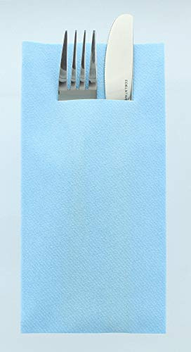 Mank Airlaid Besteckservietten Uni | 40 x 40 cm | 1/8-Falz | Premium Einweg-Serviette | saugstark | Basic | 75 Stück (Hellblau)