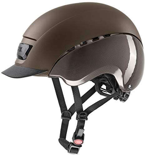 uvex elexxion tocsen - robuster Reithelm für Damen und Herren - inkl. Tocsen-Sturzsensor - individuelle Größenanpassung - Mocca - 59 cm