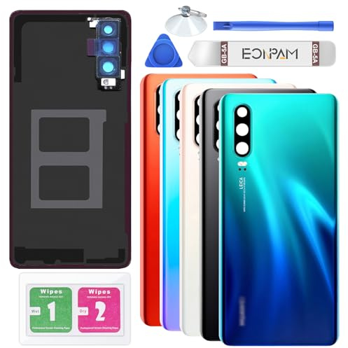 Eonpam Akkudeckel für Huawei P30 ELE-L29/L09/L00/L04 Aurora | Backcover Original Qualität Rückseite Akkudeckel Rückseite Glas Back Glass Backcover Glas mit Kameraglas Reparatur Set.
