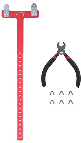 Pwshymi Bow String Nocking Point Sets Archery Bow String Nocking Points Brass Buckle Clip Pliers T Shape Measurement Ruler Set for Archery Sportinggoods