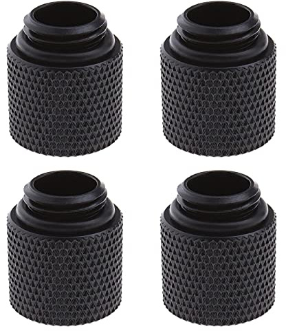 YINETTECH 4 Stück G1/4 Verlängerungsadapter für Wasserkühlung, schwarz, 15 mm, aus Messing mit O-Ring-Dichtung aus Gummi für Computer-Wasserkühlung