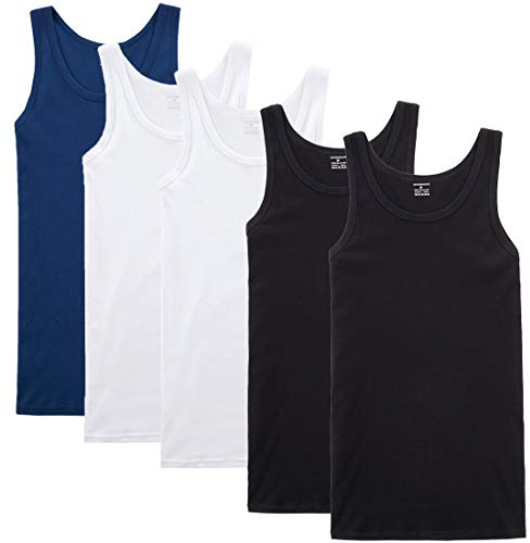 NUOZA Débardeur Homme Maillot de Corps Marcel Coton Toutes Les Tailles et Les Couleurs-Noir Blanc Bleu,5XL