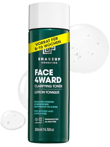 Shakeup – klargörande toner för män, ansiktsvatten, smala porerna, fräschar upp huden, med glykolsyra, lugnande, minskar olja och glans, vegansk hudvård, 200 ml