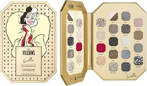 Catrice Disney Villains Cruella Eyeshadow Palette, Lidschatten, Nr. 020, Mehrfarbig, 18 Farben, langanhaltend, vegan, ohne Mikroplastikpartikel, Nanopartikel frei, ölfrei, 1er Pack (18g)