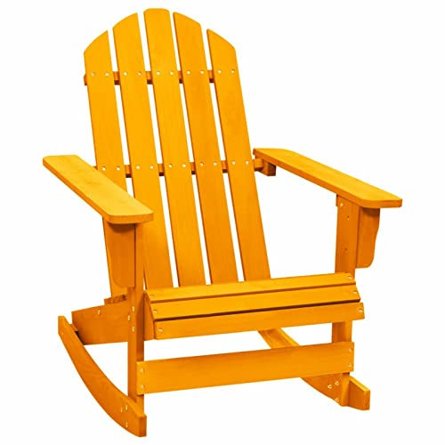 Susany Adirondack Schaukelstuhl Schaukelstühle Schwingsessel Stuhl Relaxstuhl Gartenstuhl Gartenmöbel,für Garten, Terrasse und Balkon, Massivholz Tanne Orange