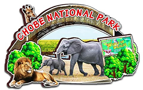 Chobe National Park Botswana Magnet Kühlschrankmagnet Holz 3D Sehenswürdigkeiten Reise Sammlerstück Souvenirs Dekorative Magnete handgefertigt