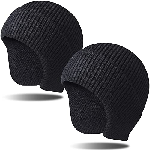 Arcweg Vintermössa herr mjuk varm stickad mössa mössa mössa andningsbar mössa för kvinnor och män unisex utomhus, Svart svart, En Storlek
