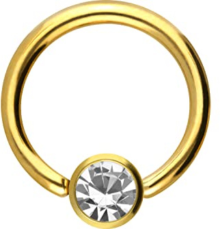 PIERCINGLINE Chirurgenstahl Klemmkugelring DISC + KRISTALL BCR Piercing Nase Ohr Farb & Größenauswahl