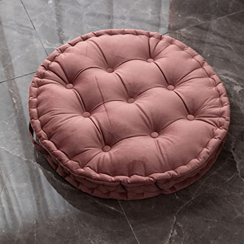 TAGKOMA Round Floor Cushion Solid Color Dutch Velvet Big Floor Pillow For Adults Living Room Bedroom Classroom Outdoor Yoga Meditation Large Floor Cushion,pink,60cm