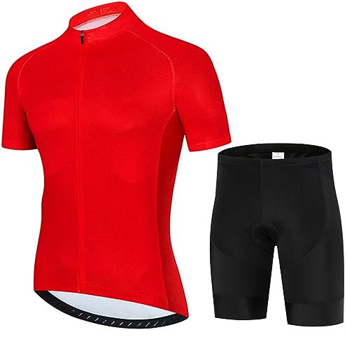 PRIOKNIKO Fahrradhose Schwarzes Team-Radtrikot-Set Für Herren, Mtb, Sommer, Rennrad, Fahrradbekleidung,Trikotset-10,Xxl
