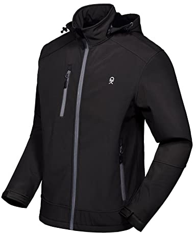 Little Donkey Andy Softshelljacka Vinterjacka Herrkläder Herr Vattentät Vindtät Andas Varm Fleece Övergångsjacka Utomhusjacka med Huva Svart 3XL, T1.Uppgraderad/svart, 3XL