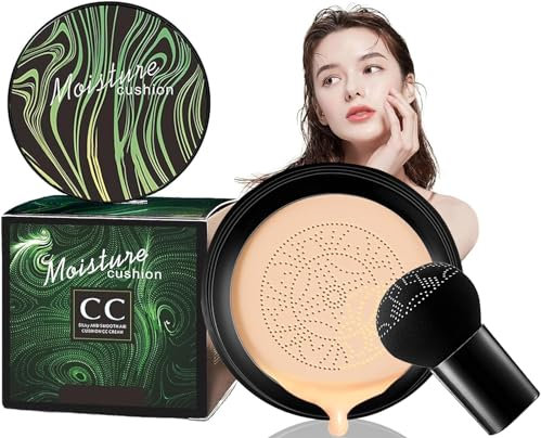 Fondotinta CC Cream,BB Cream idratante, Mushroom Head Fondotinta Cushion Anche Tonalità Della Pelle Correttore Illumina il Pelle, Anche Tonalità Della Pelle (Naturale)
