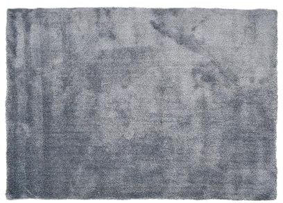 Vercai Rugs Shadow Kollektion - Hochfloriger Teppich - Weicher Teppich für Wohnzimmer - Polyester - Silber / Blau - 160 x 230 cm