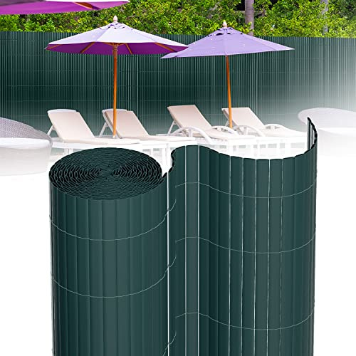 Tubiaz PVC Sichtschutzmatte 140×300cm, Sichtschutz Zaun mit Interne Verstärkung, Balkon Sichtschutz Windschutz, Sonnenschutz, Sichtschutz Garten mit Kabelbinder (Grün)