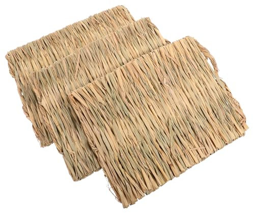 Hohopeti 3St Kleine Tierkrugmatte Hasen zubehör hasenzubehör Kleintier-Einstreumatte Kaninchenbett aus Naturstroh Matratze Sitzkissen Hamstermatte Kühlmatte für Haustiere im Sommer Vielfalt