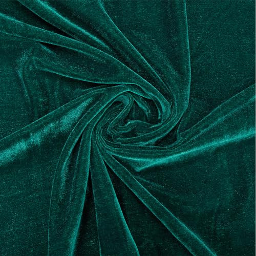 GORGECRAFT Samtstoff 2 Meter Lang 1.5m Breit Weich Dehnbar Dunkelgrün Spandex-Samtstoff Kleidungszubehör Zum Nähen von Bekleidung Hochzeitskleidern Taschen Sofa- Und Stuhlbezügen Stoffhandwerk