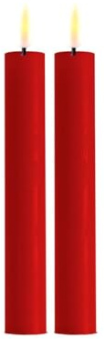 Homeart LED Kerze Deluxe, Indoor LED-Kerze mit Realistischer Flamme auf einem Echtwachsspiegel, Warmweißes Licht - Rot Stabkerze 15 cm