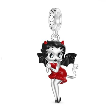 GNOCE GNOCECharm Anhänger Halloween Kleiner Teufel Betty Boop Anhänger 925 Sterling Silber Bead Charms für Armband Schmuck Geschenk für Frau Fit Armbänder/Halskette