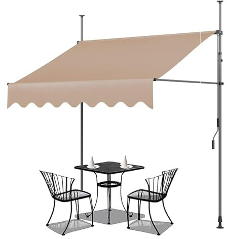 Toldo Manual Retractil, Toldo Balcon Exterior, Toldo Enrollable, Toldos para Ventanas, Toldo Jardin Enrollable con Altura Ajustable Manivela y Protección Solar para Terraza Jardín(Color:Beige,Size:400