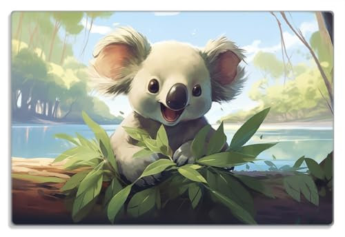 Wallario Frühstücksbrettchen aus Glas, Glasunterlage, Glasbrettchen Australische Idylle: Der lächelnde Koala, Größe 20 x 30 cm, Sicherheitsglas