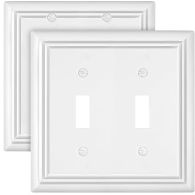 ZILLSEA Piastre da parete a doppia levetta, piastre di copertura per interruttore della luce in metallo, confezione da 2 coperture per interruttori bianco puro, piastre per interruttori a 2 vie, 12 x