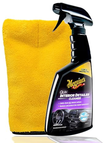 autopflege Auto Innenraum Reinigungsset | Meguiar's Quik Interior Detailer Innenraumreiniger + Detailing Handschuh | reinigt und schützt Kunststoff und Leder mit Frischeduft