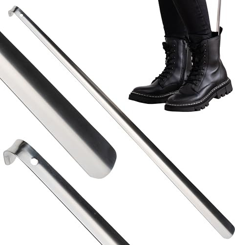 SCULOF Schuhlöffel lang - 80cm | Aus gewölbtem Edelstahl für extreme Stabilität | Schuhanzieher lang mit geschliffenen Kanten für angenehmes Gefühl