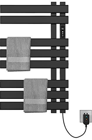 YHJZSM Toallero calefaccionado, Calentador de Toallas eléctrico de Pared de 8 Barras para baño con Temporizador e indicador LED, toallero calefaccionado de 250 W