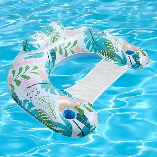 Ajuanbazha Aufblasbarer Pool Float, Hängematte Lounge, Mehrzweck Wassersitz mit Rückenlehne und Armlehnen für Erwachsene und Kinder (Lichtfarbe)