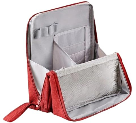 Reisetasche für Make-up, vertikal, tragbar, geräumig, für Beauty-Werkzeuge für Salbe und Lippen, Sonnenschutz, Lidschatten, Grundierung, Haarlack, Rotwein, riferimento alla descrizione, Siehe