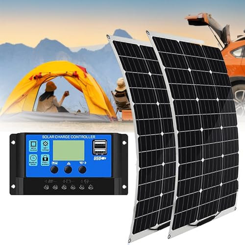 Flexibles Solares Paneles 500W 18V Portátiles Solares Paneles Alta eficiencia Paneles Solares, adecuados para generadores solares al Aire Libre, baterías de Litio móviles, Camping, Barco(2x500W)