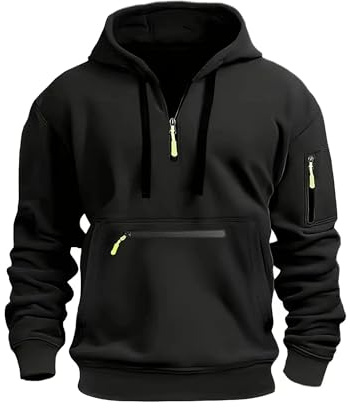 Volemo Kapuzenpullover Herren Zipper Hoodie mit Kapuze | ReißVerschluss, Kängurutasche, Langarm, Weiches Fleecefutter, Rippbündchen Ärmel und Saum, Lagenlook, Herbst Winter